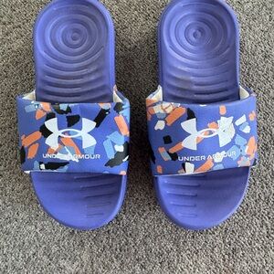 Under Armour Kids Slide Sandals - Purple and Orange Camo